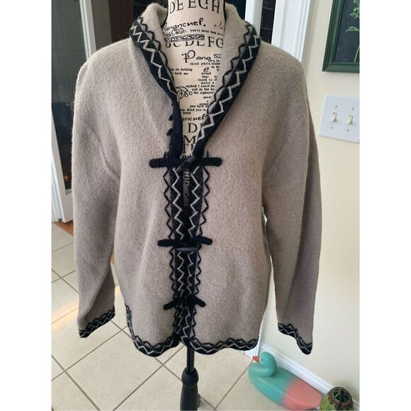 Nordic Design Tan & Black Wool Cardigan - Picture 7 of 11